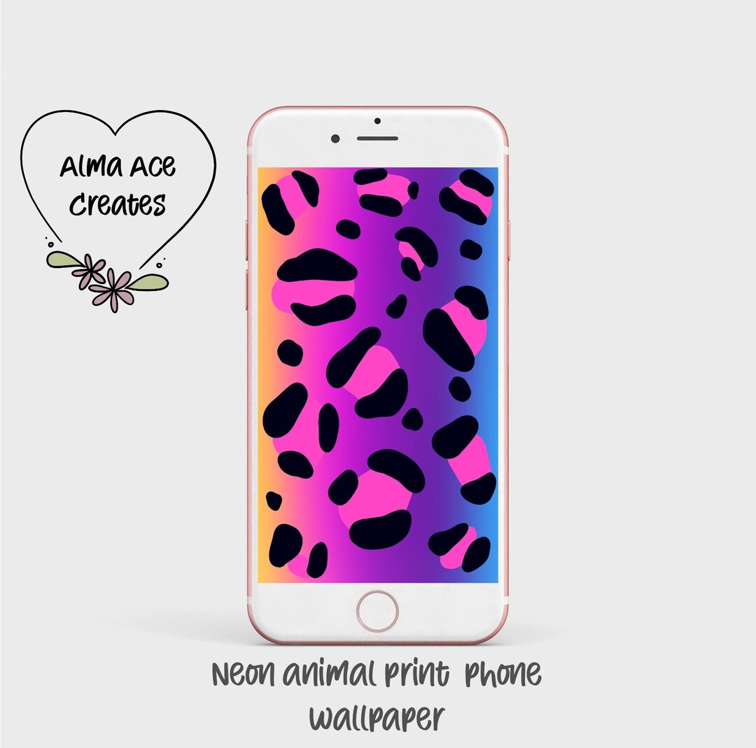 Neon Animal Print Phone Wallpaper Set of 2 DIGITAL DOWNLOAD Etsy