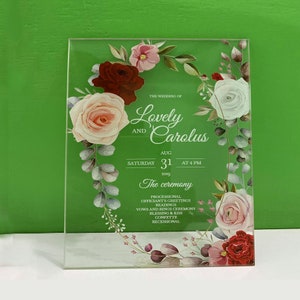 Tarjeta de invitación de boda en acrílico, acrílico moderno, invitación a la cena de bodas, invitación de acción de gracias, fuente caligráfica, diseño floral, diseño vectorial