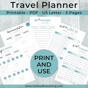 Travel Planner PDF Printable Vacation Planner Travel - Etsy