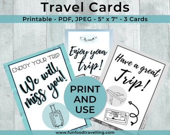 Travel Cards | Printable Travel Cards | PDF and JPEG | Travel Theme