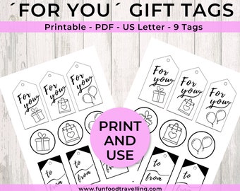 FOR YOU Gift Tags | PDF Printable | Printable Gift Tags| Celebration Tags | 3x3 Birthday Gift Tags