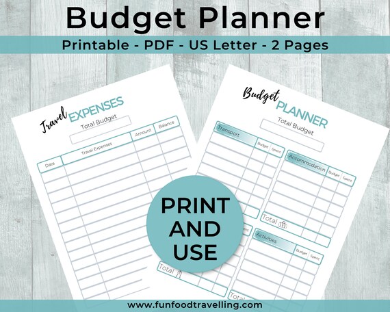 Budget Planner PDF Printable Travel Expenses Travel - Etsy