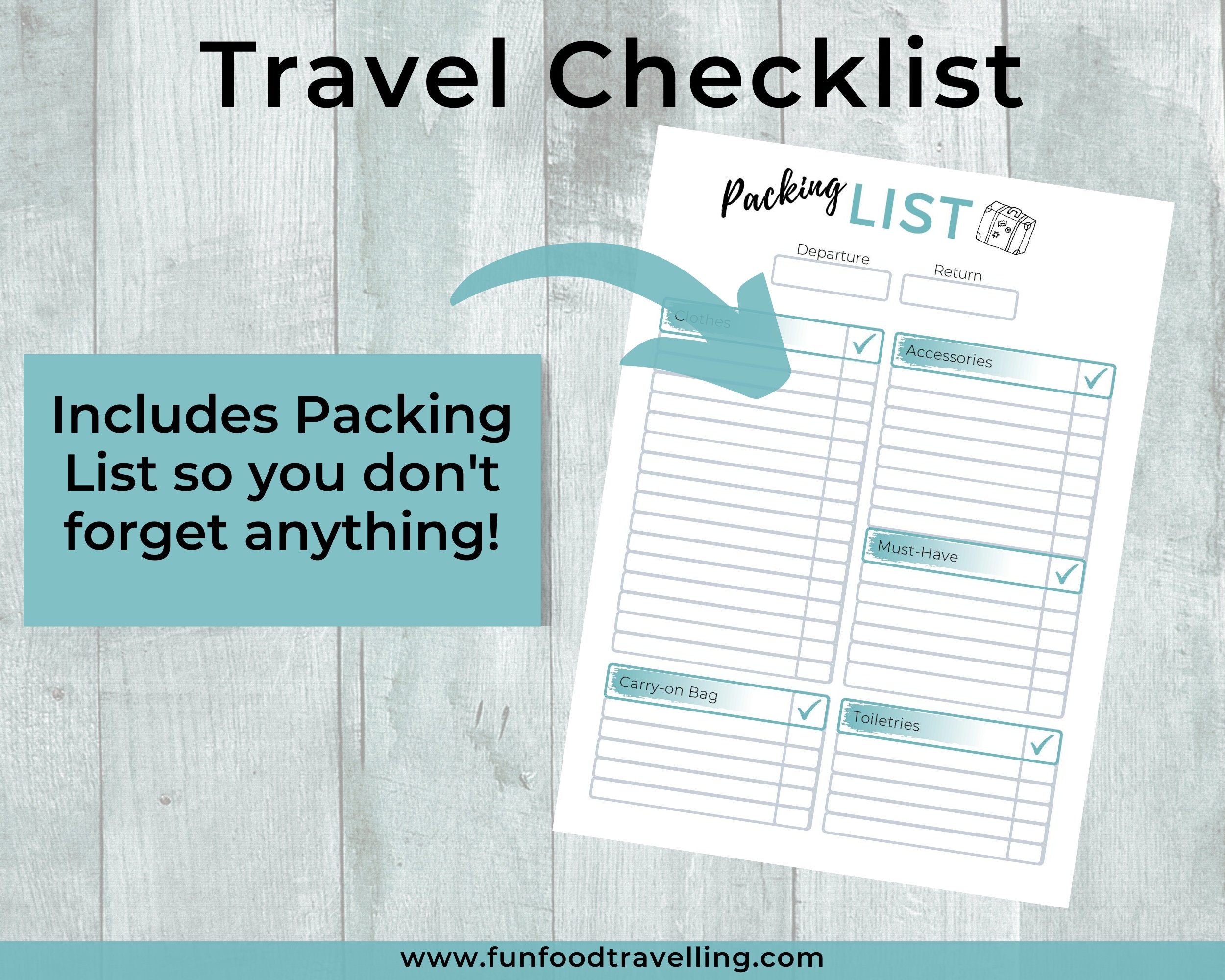 Travel Checklist PDF Printable Vacation Planner Travel Etsy Ireland