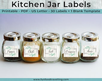 Spice Jar Labels | PDF Printable | Printable Food Label | Digital Food Template | Instant Download