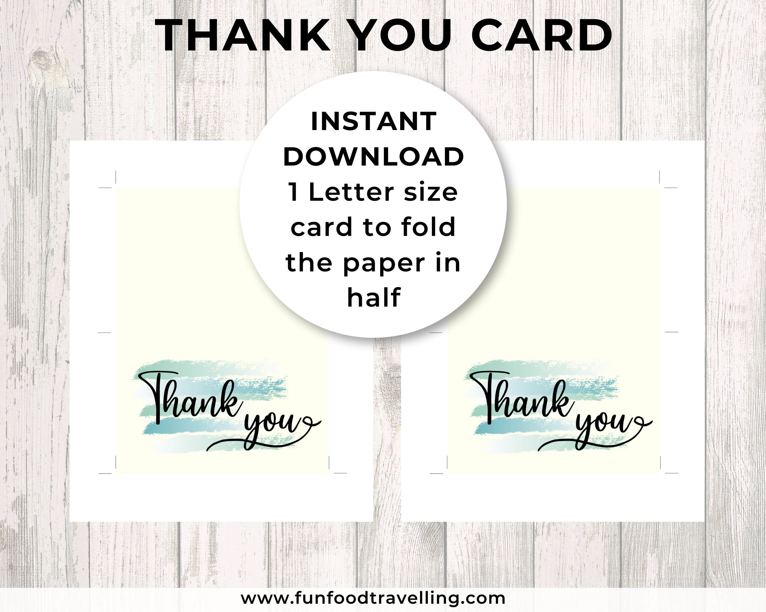 THANK YOU Card PDF Printable Printable Thank You Note Instant Download ...