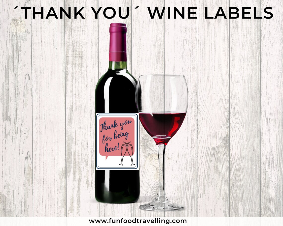 THANK YOU Wine Labels PDF Printable Printable Wine Bottle Label 4x Labels - Etsy Hong Kong