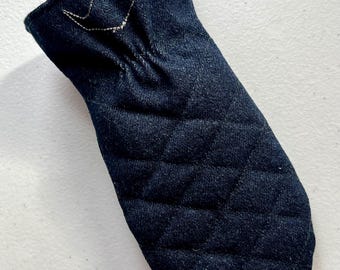Bat Embroidered Denim Cast Iron Pot Holder cover • Gothic Kitchen Decor
