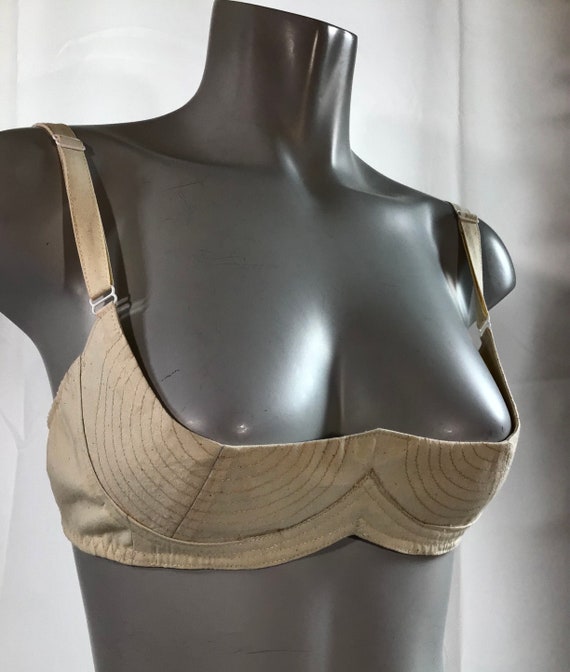 Organic Cotton Wireless Cupless cage shelf Bra - 1950s Retro Style