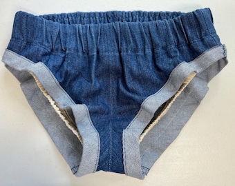 Retro Blue Denim Booty Shorts: 1970s Style Pin-Up Jeans