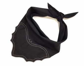 Gothic Bat Wing Bandana: Alt Witch Cotton Scarf