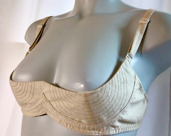 50s 1950s pin up retro linen cupless cupfree wirefree wireless lifting nursing half 1/4 quarter cups bullet cone cage shelf lingerie bra