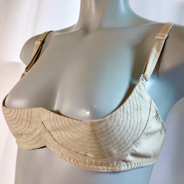 50s 1950s pin up retro linen cupless cupfree wirefree wireless lifting nursing half 1/4 quarter cups bullet cone cage shelf lingerie bra