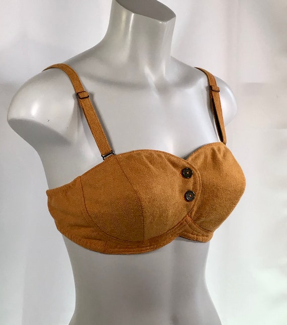 Pin up Retro 1950s 50s Classy Vintage Full Coverage Warm Winter Buttons  Front Open Wireless Wirefree No Metal Wire Bullet Cone Sweater Bra 