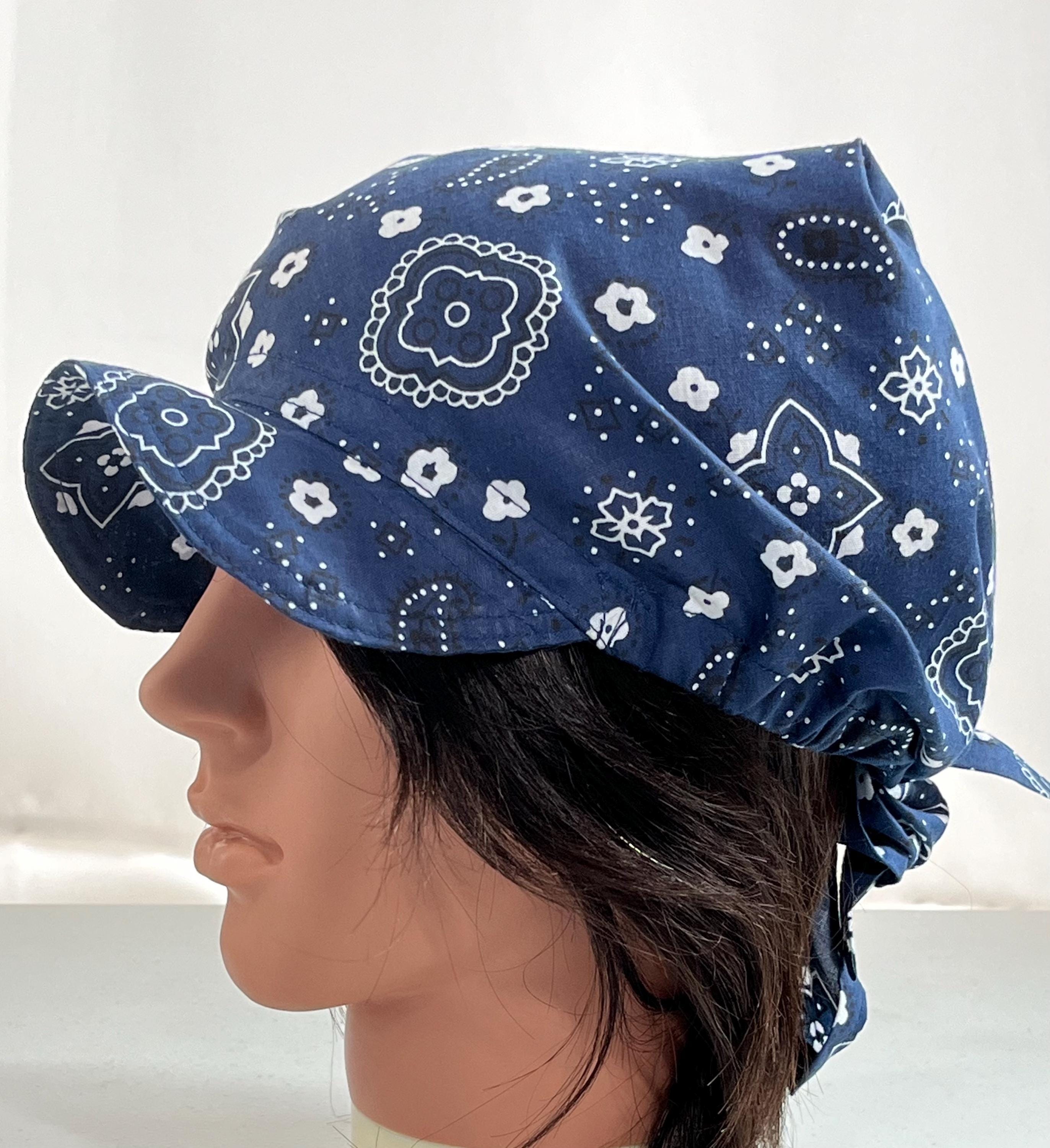 Grey Bandana Print Bucket Hat with Cross Charm & Lace Trim Y2K Streetwear MH513 Black and White bandana print bucket hat — Harlem main image 2