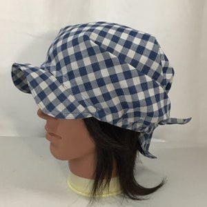 Foldable Sun Visor Bandana: Blue Tartan Plaid, Retro Boho Head Scarf