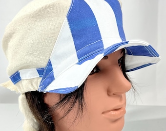 Nautical Stripe Canvas Sun Visor: Foldable Bandana Hat