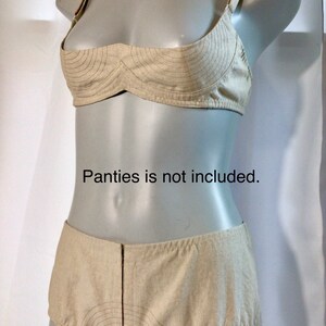 Linen Blend Wireless 1/4 Quarter cup cage shelf Bra: 1950s Retro Style Support image 9