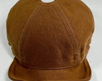 Foldable Brown Canvas Baseball Cap • No Top Button • Ventilation Hole • Vintage Retro Style Hat
