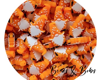 BULK 2-10 Pieces Silicone Magical Gnome Beads for jewellery and craft projects - Orange