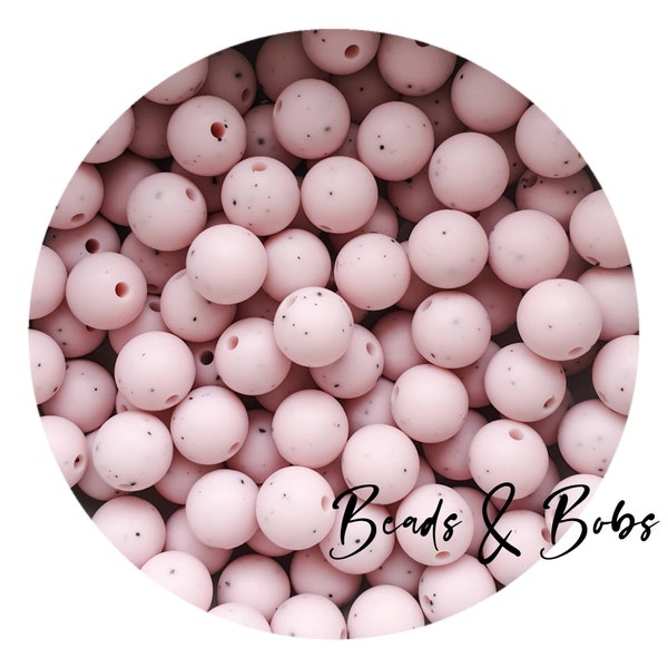 BULK 10-20 Pieces 12mm round silicone beads for jewellery and craft projects - Dark Pink Gritty