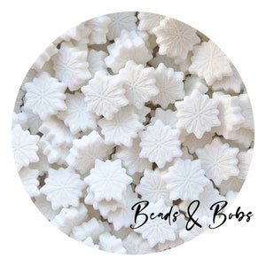 BULK 2-10 Pieces Silicone Snowflake Beads for jewellery and craft projects - White