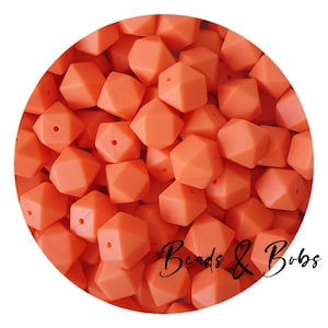 Lote de 5 a 20 cuentas de silicona hexagonales de 17 mm para proyectos de joyería y manualidades - Nectarine