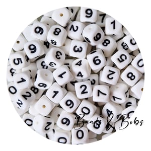 BULK 5-10 Pieces 12mm number silicone beads for jewellery and craft projects