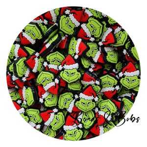 BULK 2-10 Pieces Silicone Christmas Green Guy Beads for jewellery and craft projects