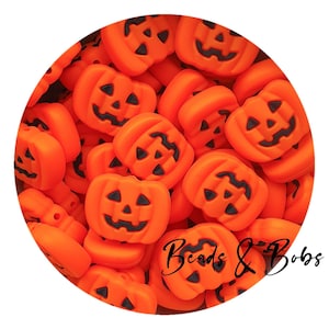 BULK 2-10 Pieces FREE Postage available see description, Silicone Halloween Pumpkin beads for jewellery and craft projects - Orange