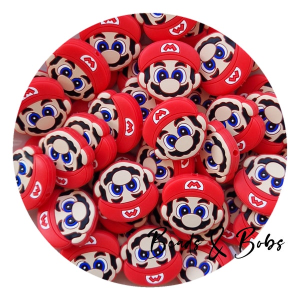 BULK 2-10 Pieces Silicone Red Guy Beads for jewellery and craft projects - Red