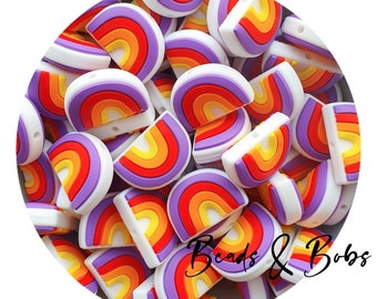 BULK 2-10 Silicone Rainbow beads for jewellery and craft projects - Purple