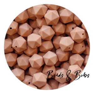BULK 5-20 Pieces 14mm ico silicone beads for jewellery and craft projects, focal, diy pens, keychains - Dusty Coral