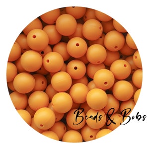 BULK 5-20 Pieces 15mm round silicone beads for jewellery and craft projects - Mango
