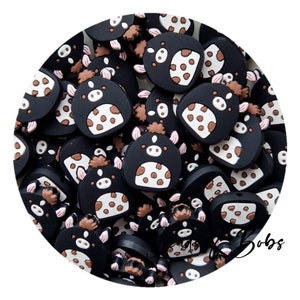 BULK 2-10 Pieces Silicone mohawk Cow Beads for jewellery and craft projects - Black
