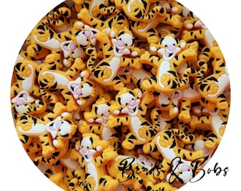 BULK 2-10 Pieces FREE Postage available see description, Silicone Tiger beads for jewellery and craft projects, focal, diy pen, keaychain