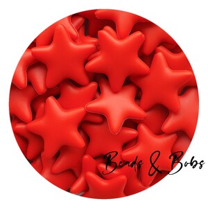 BULK 2-10 Pieces Silicone XL Star Beads for jewellery and craft projects - Mandarin Red
