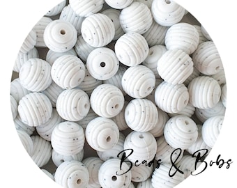 14mm hexagon silicone beads for jewellery and craft projects Warm Marble Grey