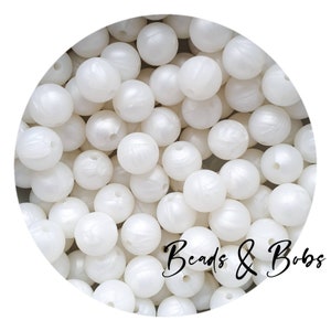 BULK 10-20 Pieces 12mm round silicone beads FREE Postage available see description, for jewellery and craft projects - Pearl White