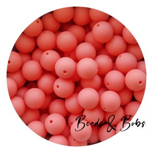 BULK 5-20 Pieces 15mm round silicone beads for jewellery and craft projects - Coral