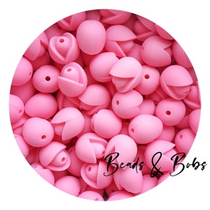 BULK 5-20 Stück Silikon Tulpen Blumen Perlen für Schmuck- und Bastelprojekte - Rosa