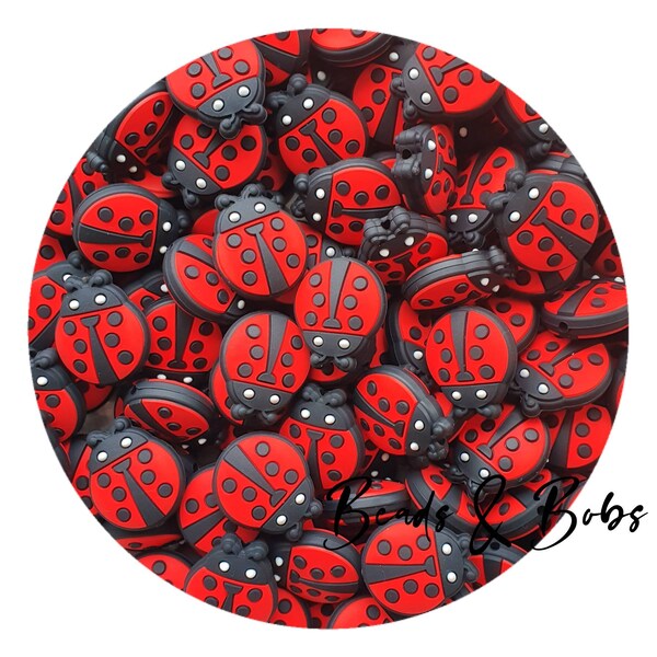 BULK 2-10 Pieces Silicone Ladybird beads for jewellery and craft projects - Scarlet Red