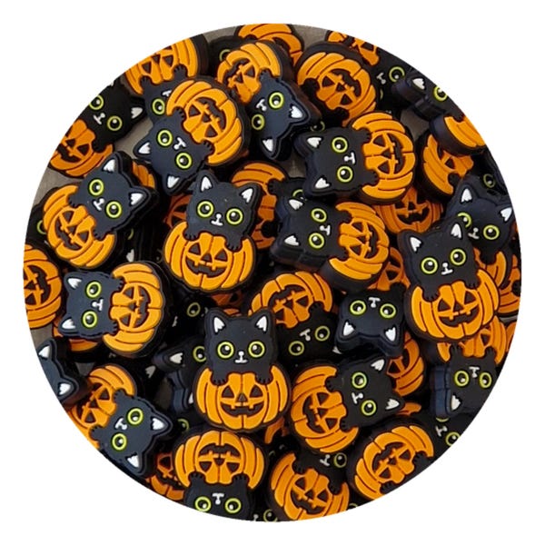 En vrac : 2 à 10 pièces Frais de port gratuits disponibles, voir la description, Perles d'Halloween citrouille pour chaton pour bijoux et projets d'artisanat, focale, stylo bricolage