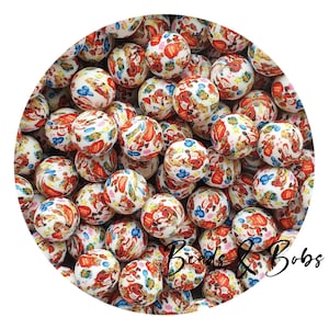 BULK 5-20 Pieces 15mm round silicone Christmas Beads for jewellery and craft projects - Colour 1