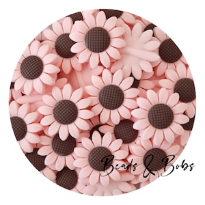 BULK 2-10 pezzi Perline di silicone a forma di margherita per progetti di bigiotteria e artigianato - Rosa