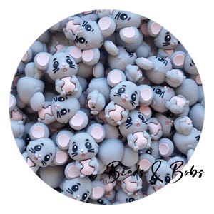BULK 2-10 Stück Silikon 3D Maus Perlen für Schmuck- und Bastelprojekte