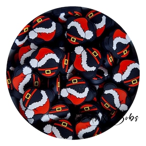 BULK 2-10 Stück Versandkostenfrei verfügbar siehe Beschreibung, Silikon-Perlen mit Weihnachtsmann Maus für Schmuck- und Bastelprojekte