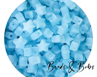 BULK 10-20 Pieces 14mm silicone star beads for jewellery and cratt projects - Transparent Blue