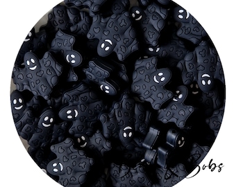 BULK 2-10 Pieces Halloween Sheet Ghost Beads for jewellery and craft projects - Black