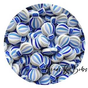 BULK 2-10 Pieces Silicone Hot Air Balloon beads for jewellery and craft projects - Blue