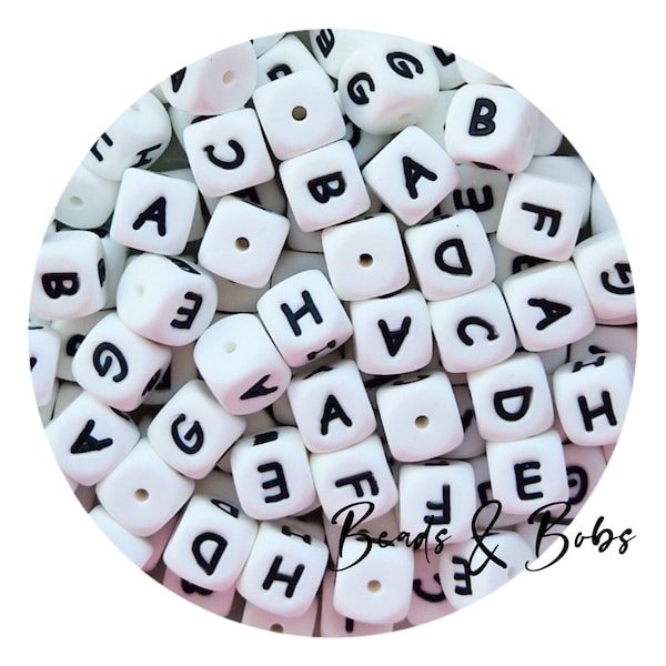 VRAC 5-10 pièces 12 mm perles alphabet silicone pour bijoux et projets d'artisanat - 26 lettres